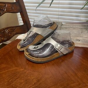 Silver Gizeh Sandals Birkenstock thong